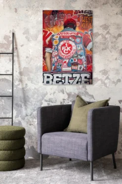 FCK Maltag-Graffiti Westkurve „Geh mer nuff“ Leinwand 90x60cm