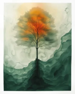 Leinwand Aquarell Tree 40 x 50 cm