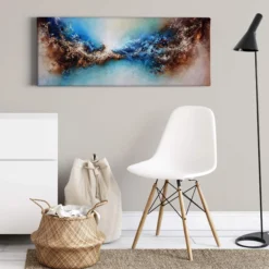 Leinwandbild Abstrakt, blau, 100x40 cm DD123245