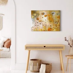 Leinwandbild Abstrakte Blumen, gold, 70x50 cm DD123067