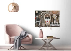 Leinwandbild Abstrakte Gesichter, braun, 90x60 cm DD120420