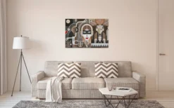 Leinwandbild Abstrakte Gesichter, braun, 90x60 cm DD120420