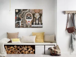 Leinwandbild Abstrakte Gesichter, braun, 90x60 cm DD120420