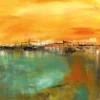 Leinwandbild Abstrakte Landschaft, orange, 50x50 cm DD123308