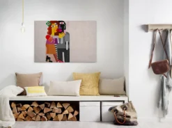 Leinwandbild Abstrakte menschliche Figuren, grau, 90x60 cm DD120471