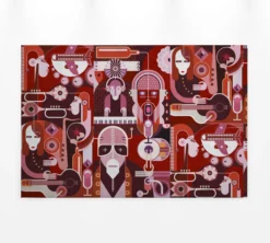 Leinwandbild Abstrakte menschliche Figuren, rot, 90x60 cm DD120419