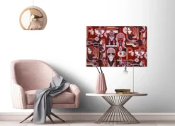 Leinwandbild Abstrakte menschliche Figuren, rot, 90x60 cm DD120419