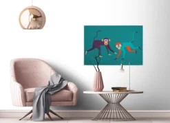 Leinwandbild Affe, petrol, 90x60 cm DD120466