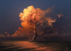 Leinwandbild Baum, orange, 70x50 cm DD123085
