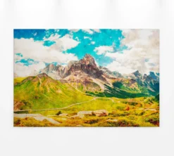 Leinwandbild Berglandschaft, blau, 90x60 cm DD120453