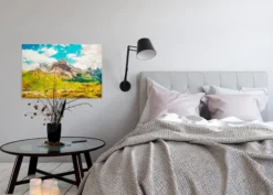 Leinwandbild Berglandschaft, blau, 90x60 cm DD120453