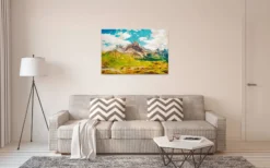 Leinwandbild Berglandschaft, blau, 90x60 cm DD120453
