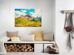 Leinwandbild Berglandschaft, blau, 90x60 cm DD120453