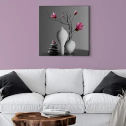 Leinwandbild Blüten, grau, 50x50 cm DD123263