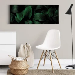 Leinwandbild Blätter, dunkelgrün, 100x40 cm DD123224