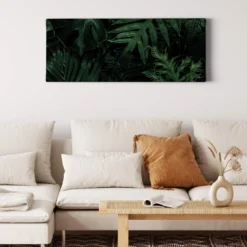 Leinwandbild Blätter, dunkelgrün, 100x40 cm DD123225