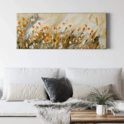 Leinwandbild Blumen, beige, 100x40 cm DD123248
