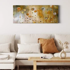 Leinwandbild Blumen, gold, 100x40 cm DD123249