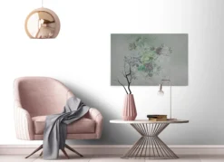 Leinwandbild Blumenmuster, grau, 90x60 cm DD120398