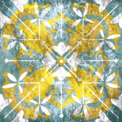 Leinwandbild Blumenmuster, türkis, 50x50 cm DD123301