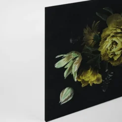 Leinwandbild Blumen, schwarz, 90x60 cm DD120488