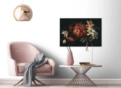 Leinwandbild Blumen, schwarz, 90x60 cm DD120487