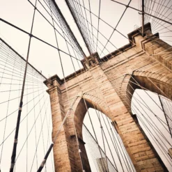 Leinwandbild Brücke Brooklyn Bridge, beige, 50x50 cm DD123292