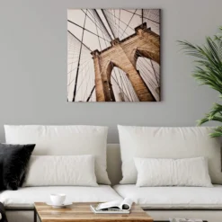 Leinwandbild Brücke Brooklyn Bridge, beige, 50x50 cm DD123292