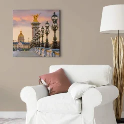 Leinwandbild Brücke Pont Alexandre, orange, 50x50 cm DD123287