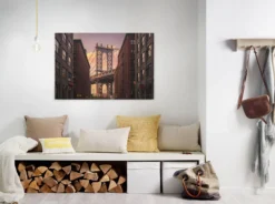 Leinwandbild Brooklyn Bridge, braun, 90x60 cm DD120328