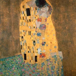 Leinwandbild Der Kuss von Gustav Klimt, gold, 50x50 cm DD123294