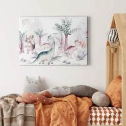 Leinwandbild Dinosaurier, rosa, 70x50 cm DD123093