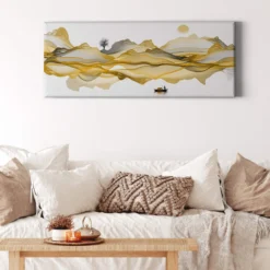 Leinwandbild Dünenlandschaft, gold, 100x40 cm DD123243