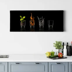 Leinwandbild Elemente, schwarz, 100x40 cm DD123233