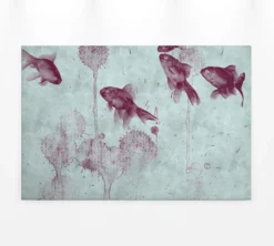 Leinwandbild Fische, helltürkis, 90x60 cm DD120405