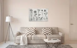 Leinwandbild Floralillustrationen, grau, 90x60 cm DD120364