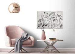Leinwandbild Floralillustrationen, grau, 90x60 cm DD120363