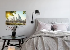 Leinwandbild Frankfurt Skyline, blau, 90x60 cm DD120332