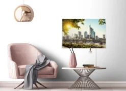 Leinwandbild Frankfurt Skyline, blau, 90x60 cm DD120332