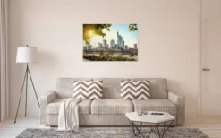 Leinwandbild Frankfurt Skyline, blau, 90x60 cm DD120332