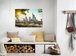 Leinwandbild Frankfurt Skyline, blau, 90x60 cm DD120332