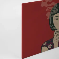 Leinwandbild Frauenportrait, rot, 90x60 cm DD120464