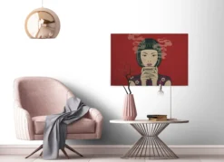 Leinwandbild Frauenportrait, rot, 90x60 cm DD120464