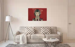 Leinwandbild Frauenportrait, rot, 90x60 cm DD120464