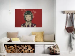 Leinwandbild Frauenportrait, rot, 90x60 cm DD120464