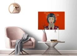 Leinwandbild Frau, rot, 90x60 cm DD120465