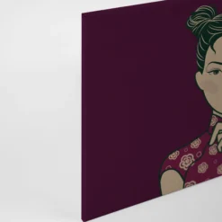 Leinwandbild Frau, weinrot, 90x60 cm DD120463