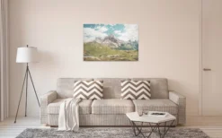 Leinwandbild Gebirgslandschaft, blau, 90x60 cm DD120454