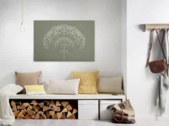 Leinwandbild Geometrische Muster, olivgrün, 90x60 cm DD120407