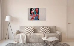 Leinwandbild Gesichter, blau, 90x60 cm DD120472